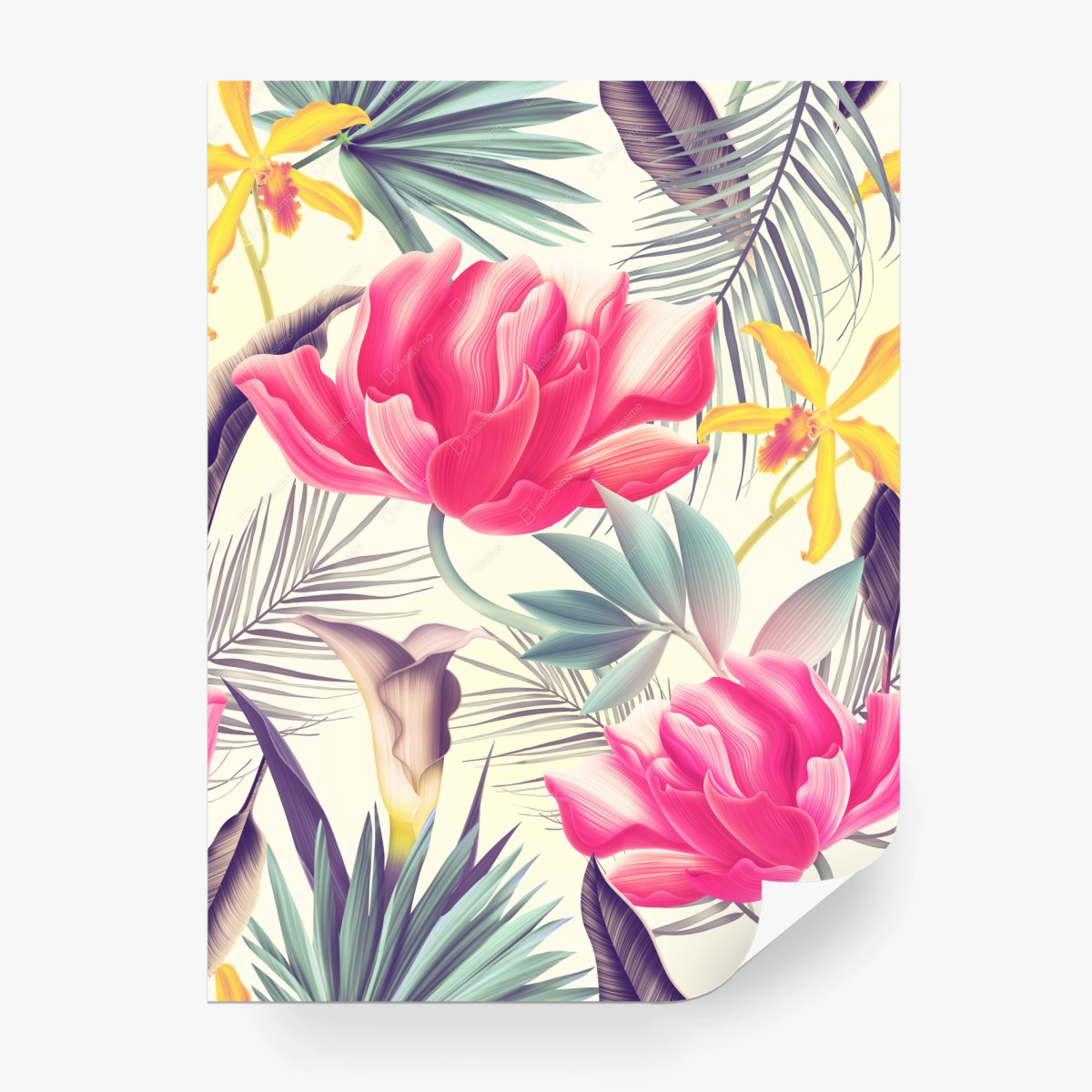 Fototapete pastellige tropische blüten – Wallnifity®