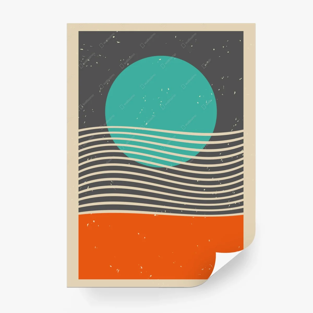 Fototapete türkise sonne über retro-wellen – Wallnifity® Fototapete türkise sonne über retro-wellen – Wallnifity®