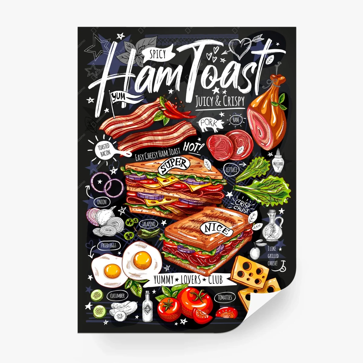 Fototapete saftiger schinkentoast – Wallnifity®