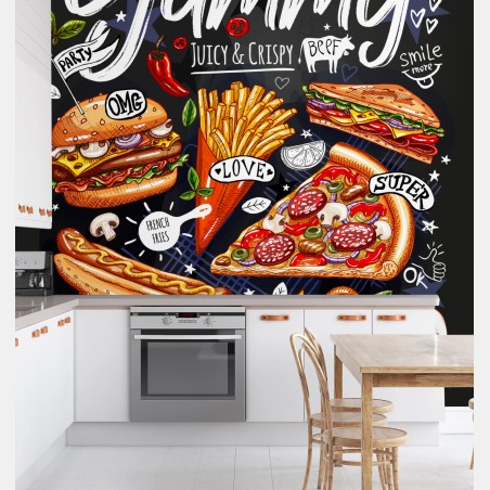 Fototapete köstliche fastfood-collage – Wallnifity®