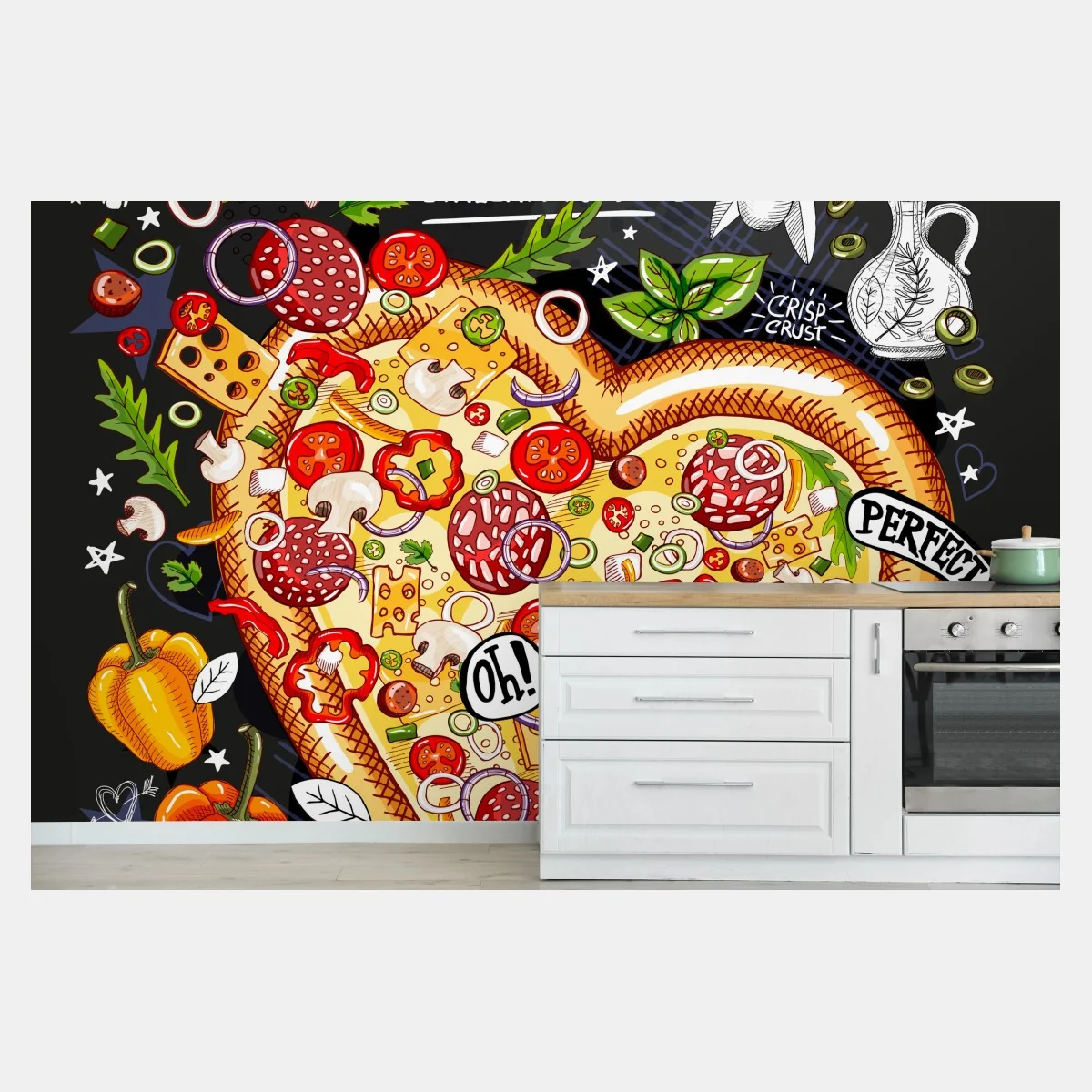 Fototapete herzförmige pizza kreidetafel illustration – Wallnifity® Fototapete herzförmige pizza kreidetafel illustration – Wallnifity®