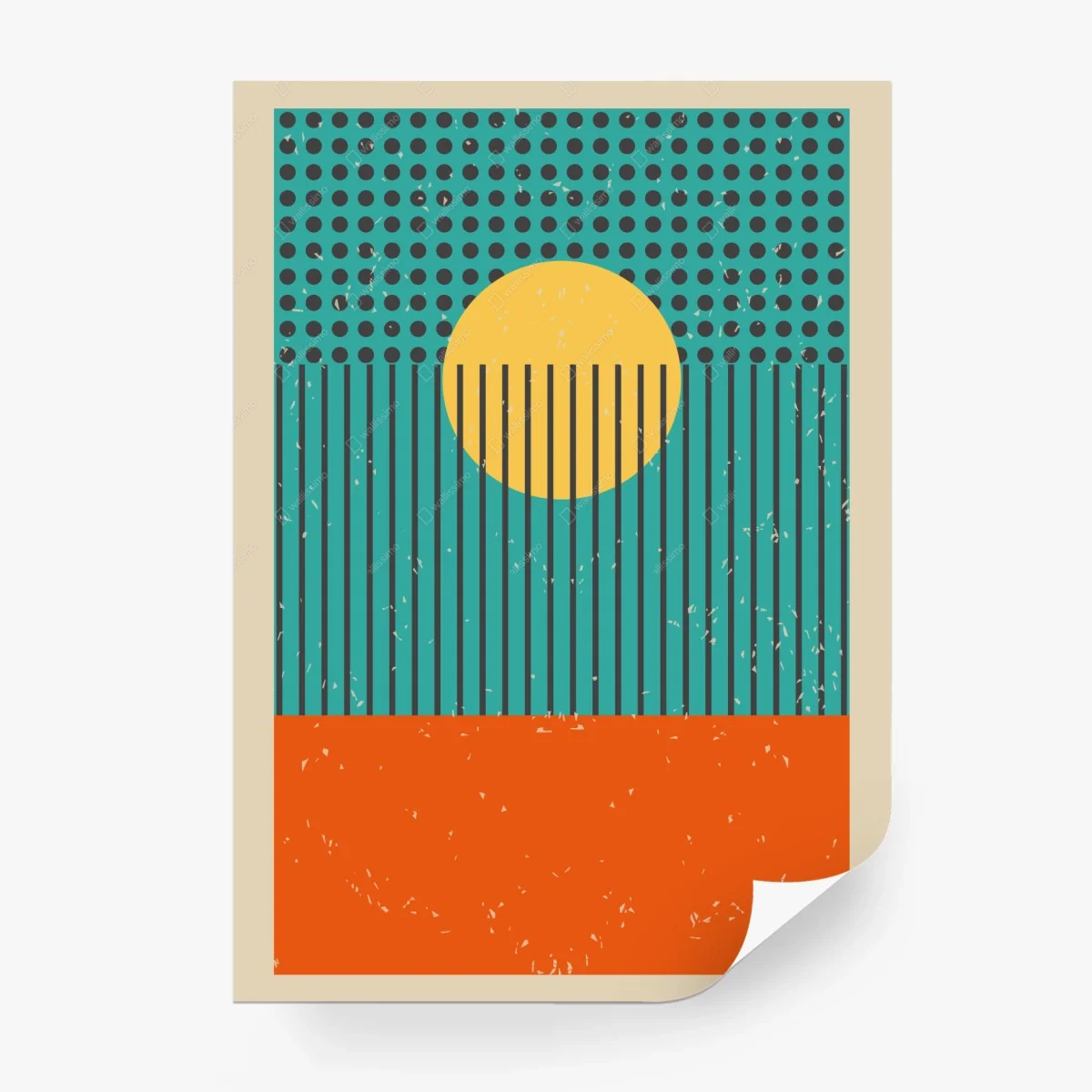 Fototapete retro geometrische sonne – Wallnifity®