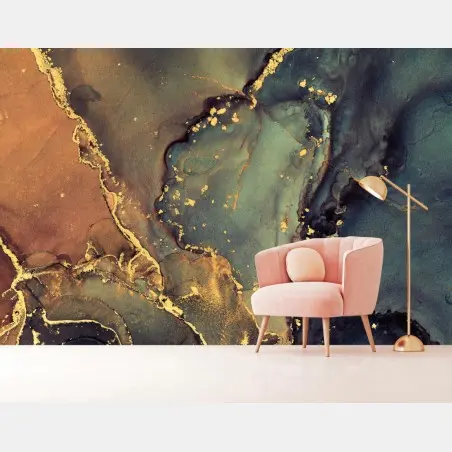Fototapete türkis und gold marmor abstrakt – Wallnifity®