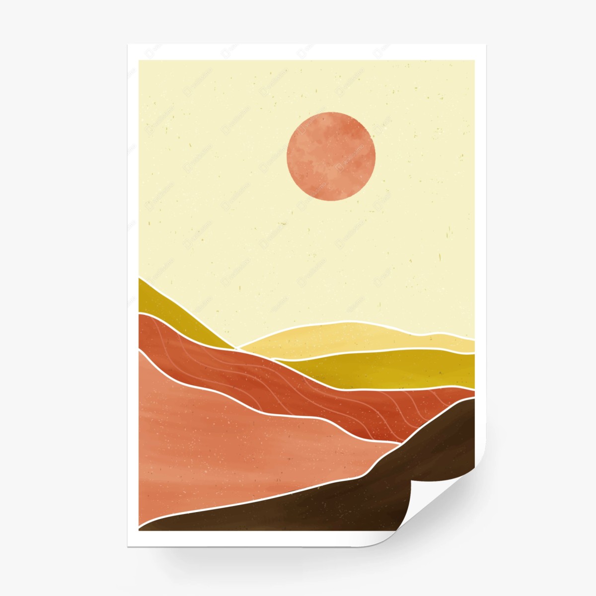 Fototapete minimalistische terrakotta-berglandschaft – Wallnifity®