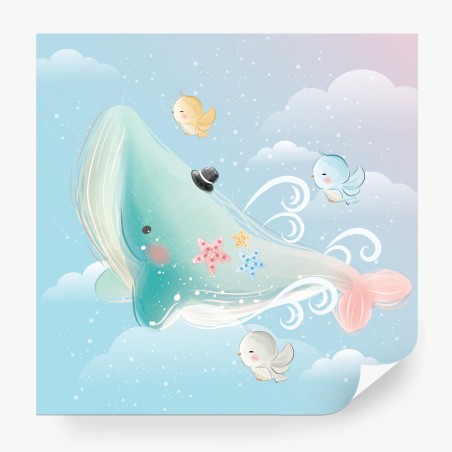 Fototapete sanfter wal und freunde am himmel – Wallnifity®
