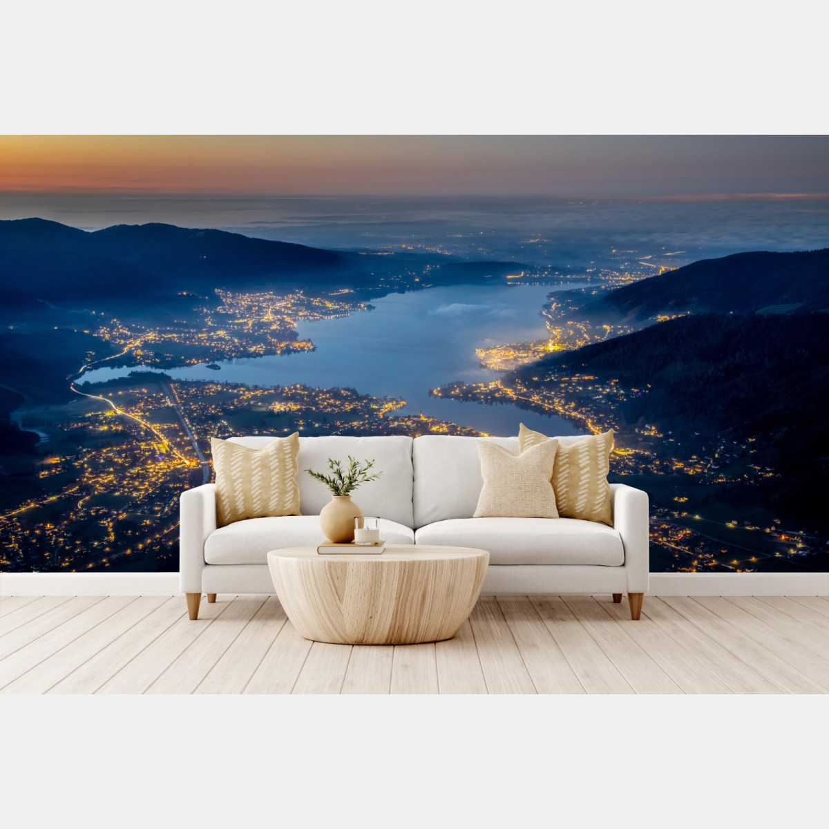 Fototapete dämmerung über der seenstadt – Wallnifity®
