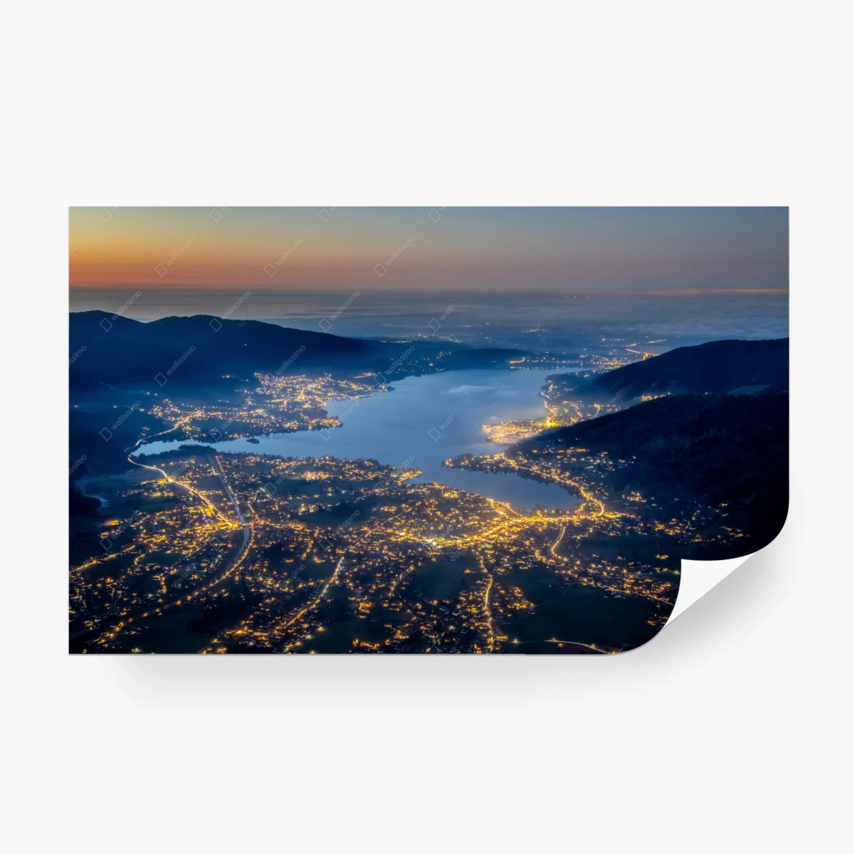 Fototapete dämmerung über der seenstadt – Wallnifity® Fototapete dämmerung über der seenstadt – Wallnifity®