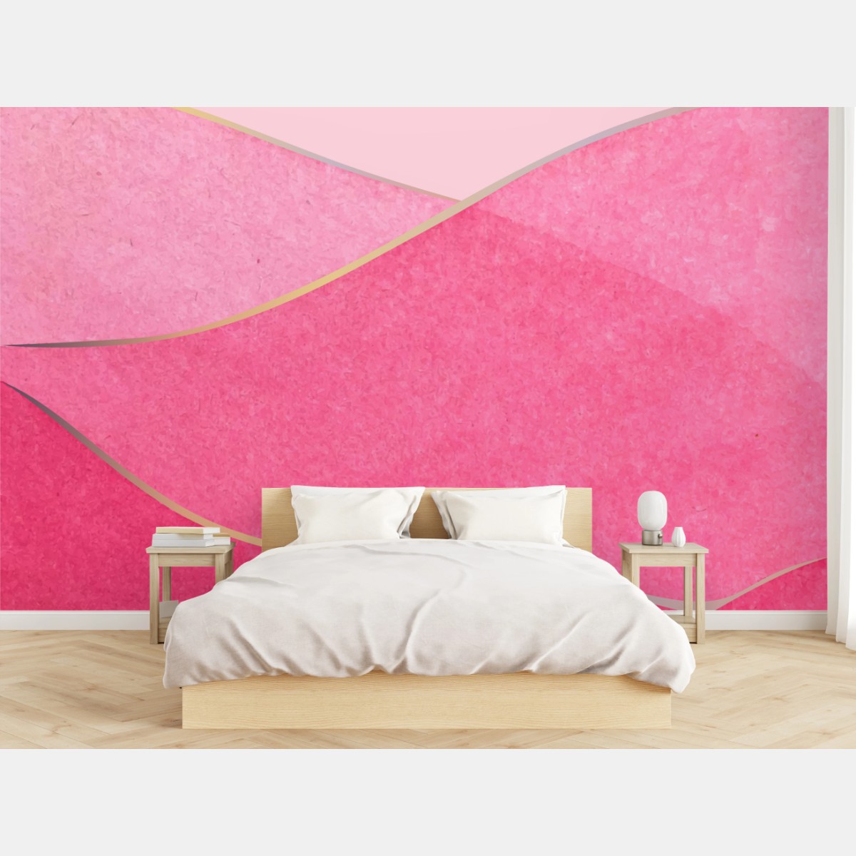 Fototapete sanfte rosa aquarellwellen – Wallnifity®