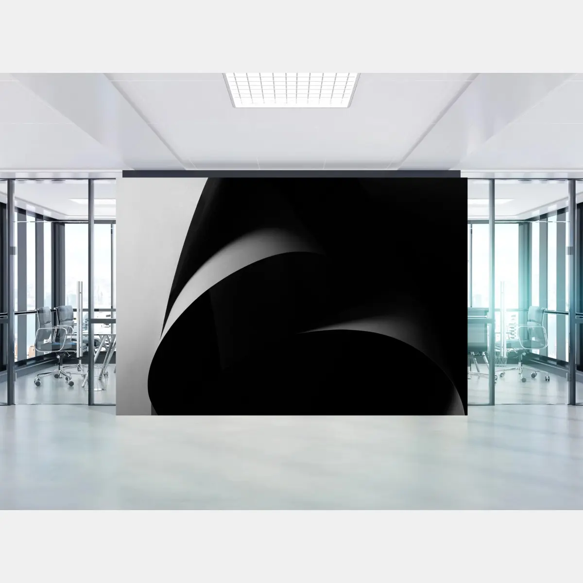 Fototapete abstrakte schwarz-weiße papierkurven – Wallnifity®