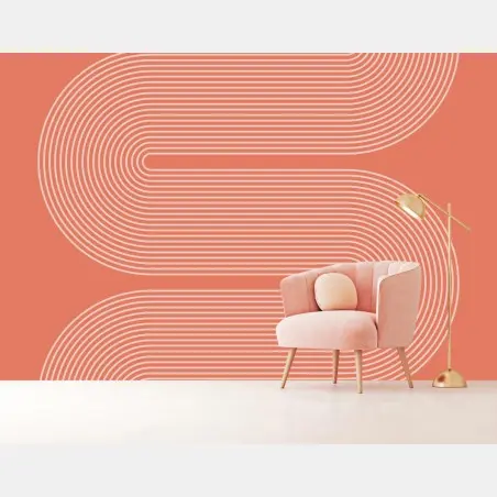 Fototapete geometrisches design in koralle – Wallnifity®