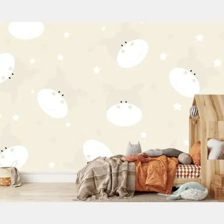 Fototapete pastellmuster mit kuhgesichtern für kinderzimmer – Wallnifity®