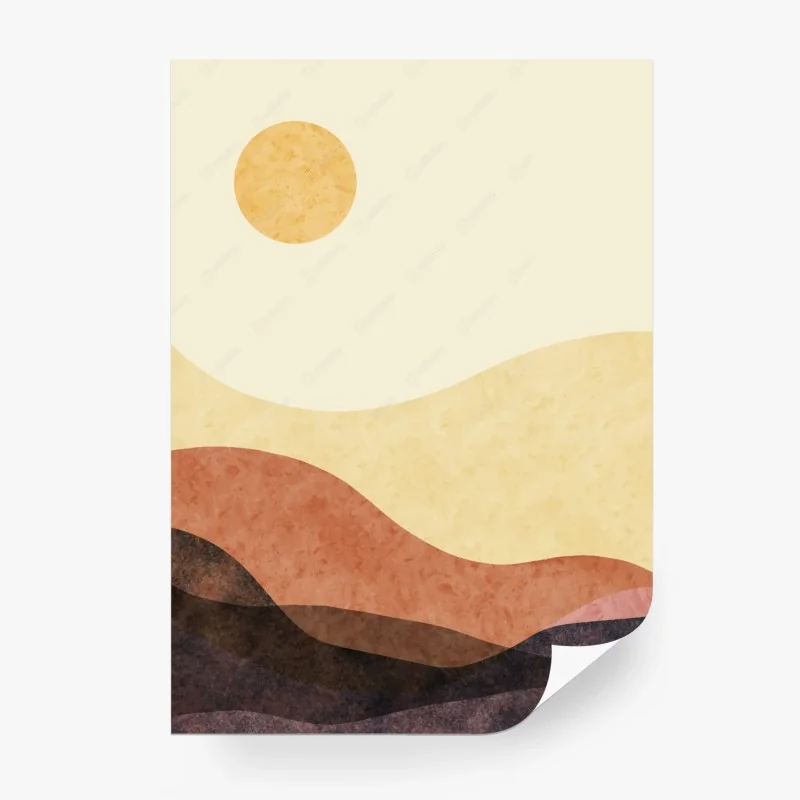 Fototapete minimalistische erdige berglandschaft – Wallnifity®