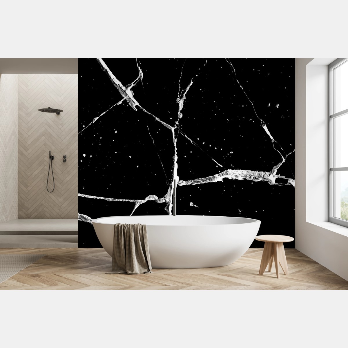 Fototapete schwarze marmormaser mit weißen adern – Wallnifity®