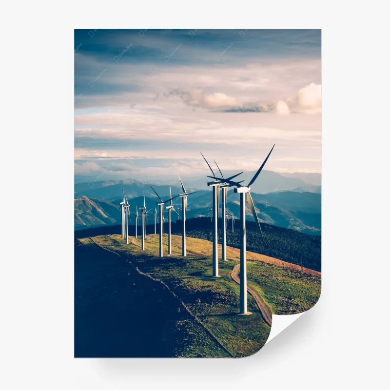 Fototapete windräder auf dem bergkamm – Wallnifity®