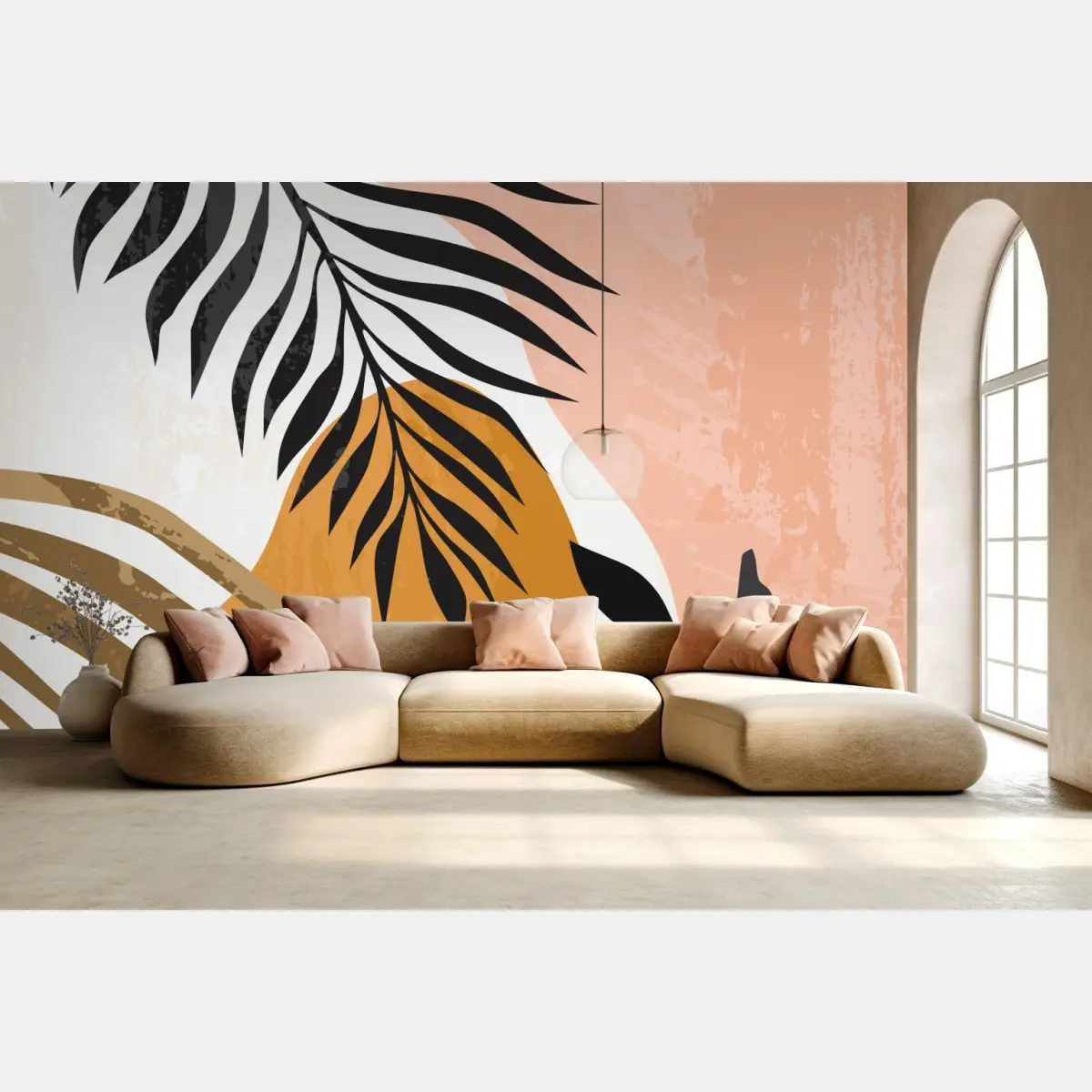 Fototapete abstrakte botanische komposition in pastellfarben – Wallnifity®