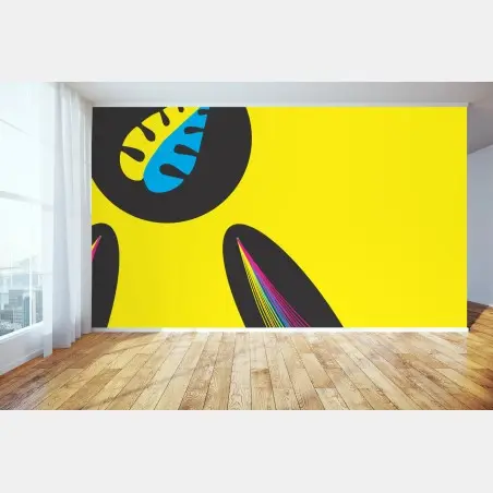 Fototapete bunte abstrakte formen auf gelbem hintergrund – Wallnifity®