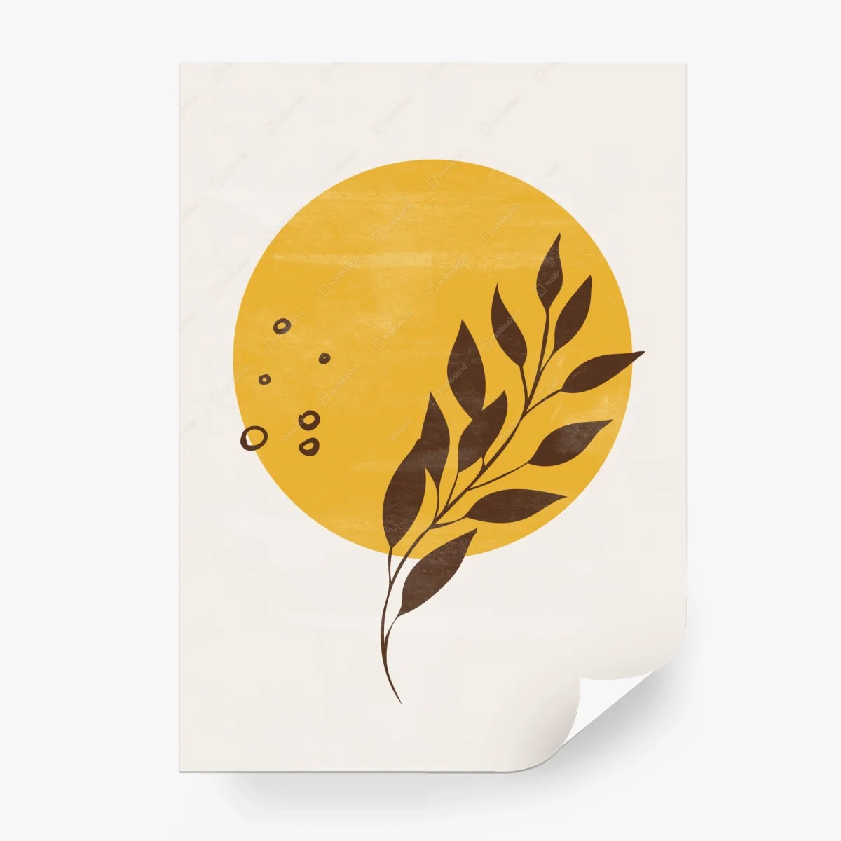 Fototapete botanisches sonnen- und blattmotiv im minimalistischen boho-stil – Wallnifity®