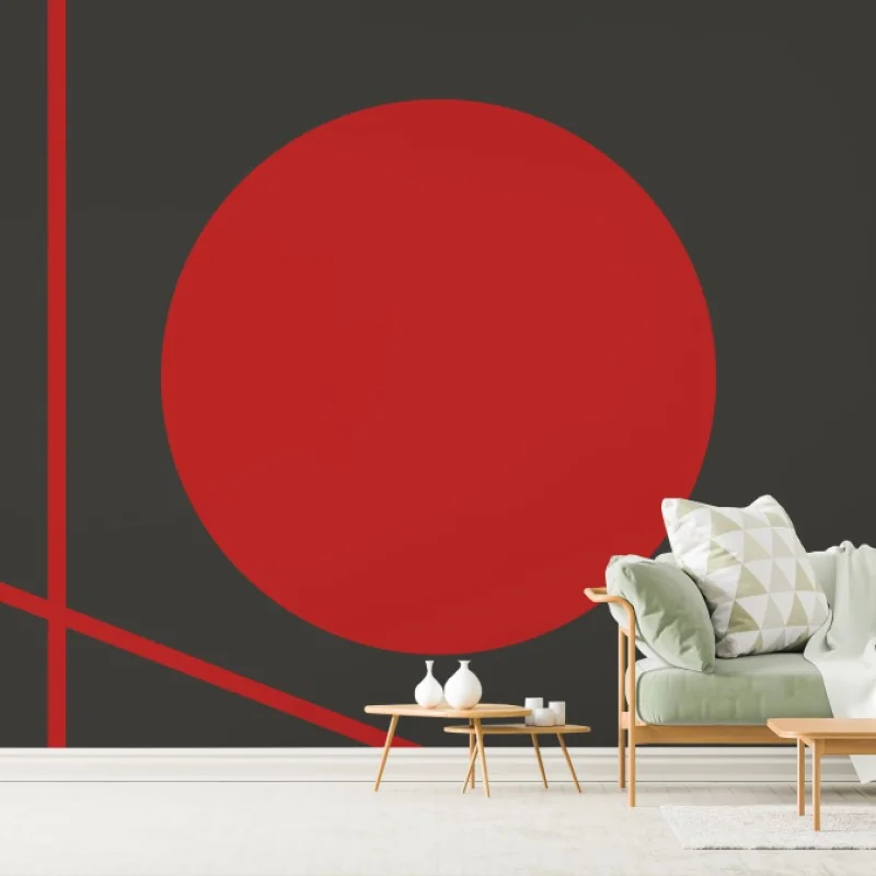 Fototapete mutige geometrische komposition mit rotem kreis