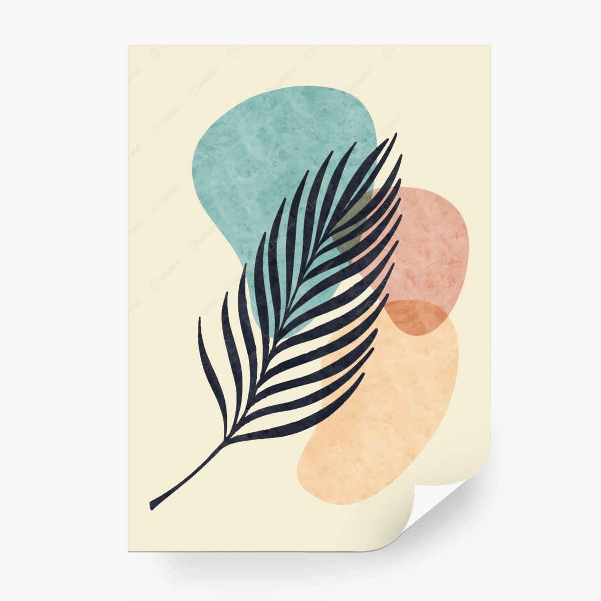 Fototapete abstraktes pastell palmblatt im boho-stil – Wallnifity®