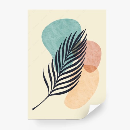 Fototapete abstraktes pastell palmblatt im boho-stil – Wallnifity®