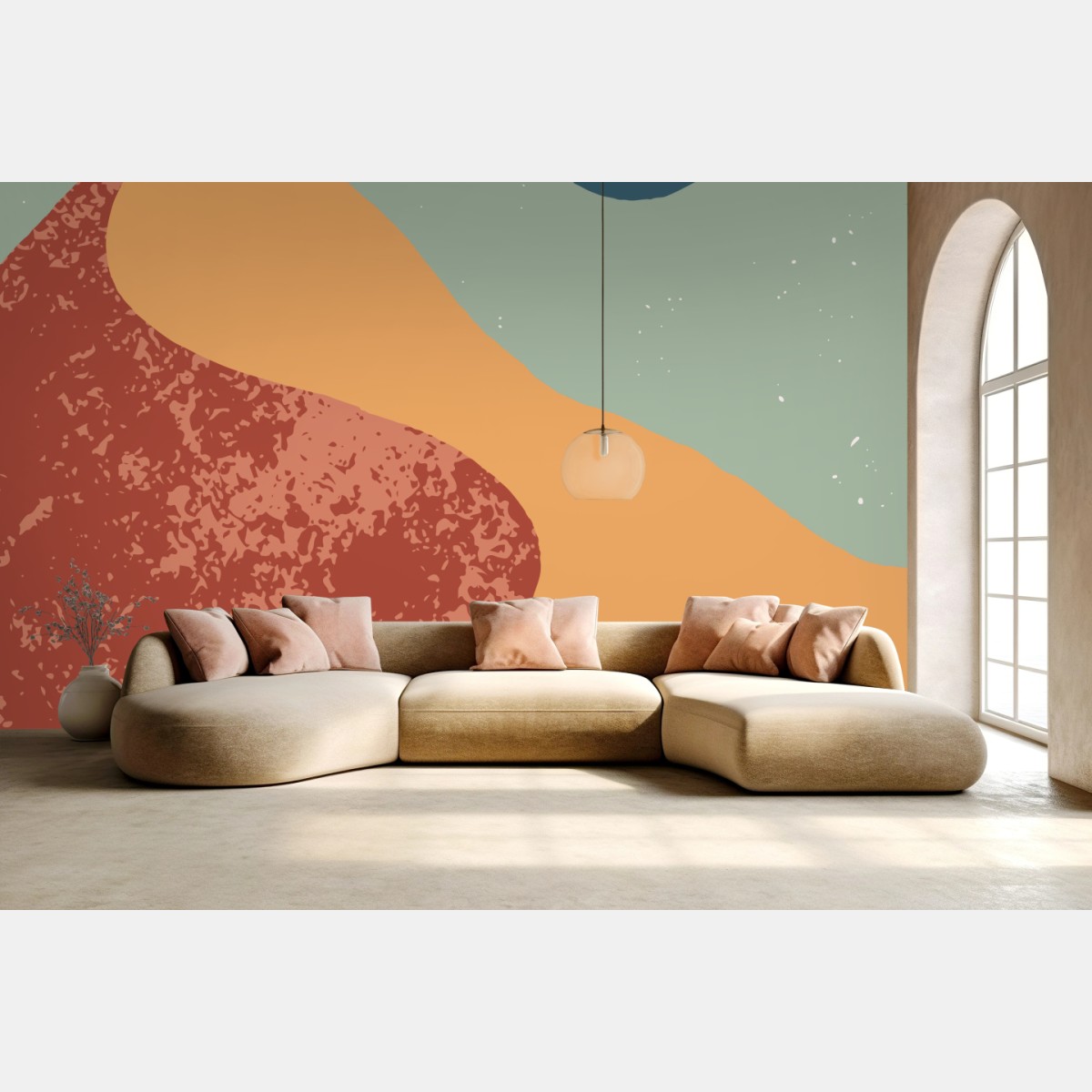 Fototapete abstrakte dünenlandschaft mit mond – Wallnifity®