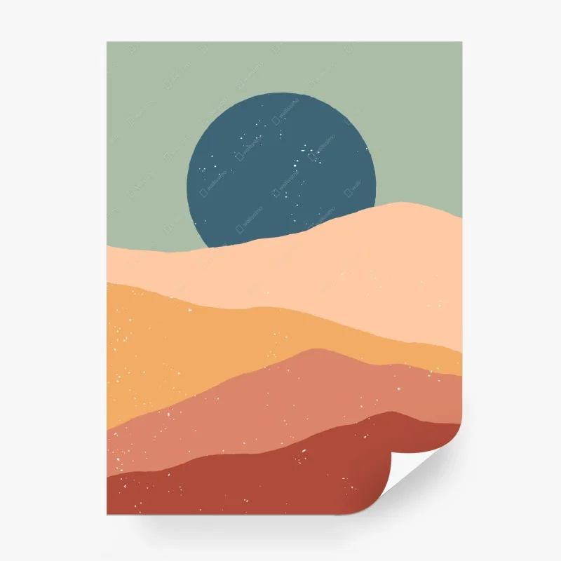 Fototapete abstrakte pastellwüstenlandschaft mit mond – Wallnifity®