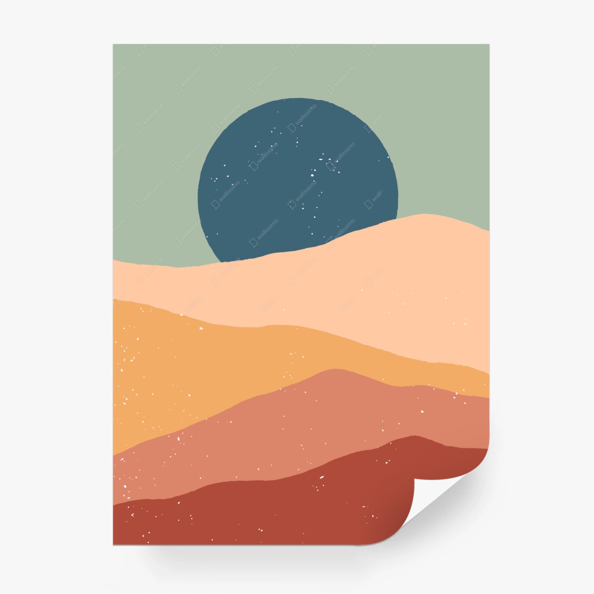 Fototapete abstrakte pastellwüstenlandschaft mit mond – Wallnifity®