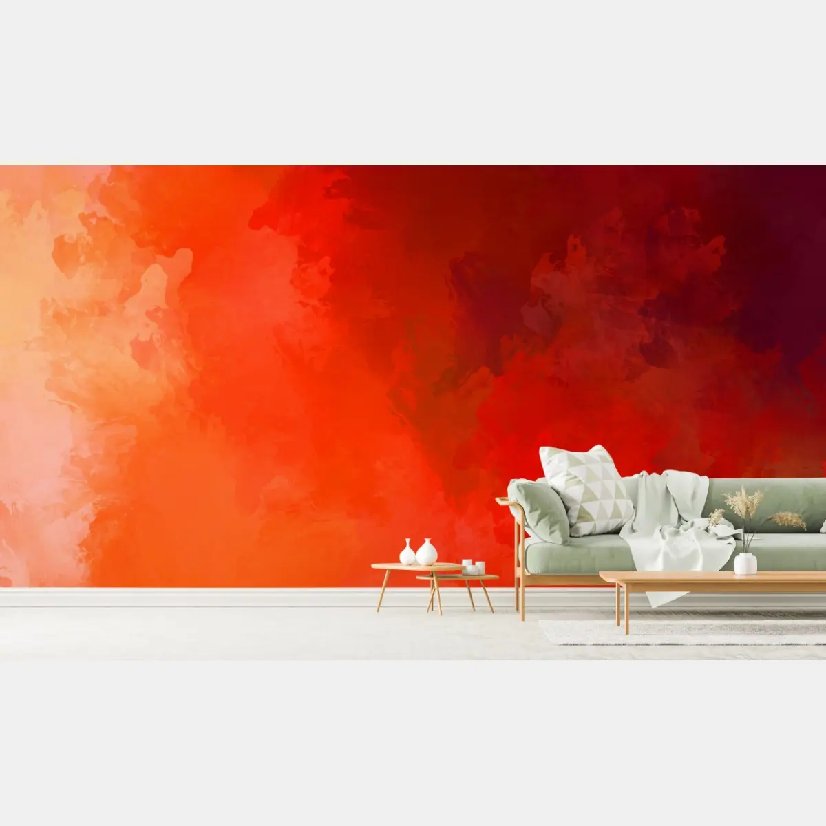 Fototapete lebendige rot-orange abstrakte aquarell – Wallnifity®
