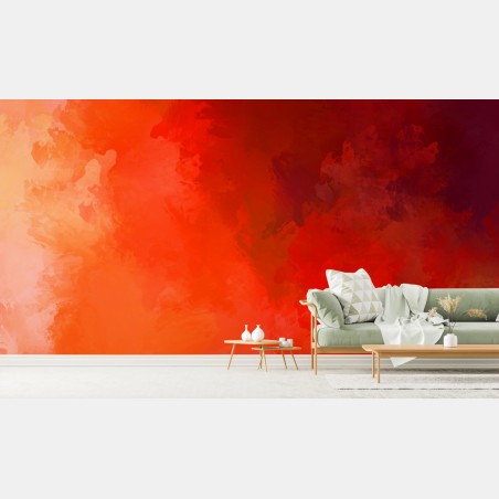 Fototapete lebendige rot-orange abstrakte aquarell – Wallnifity®
