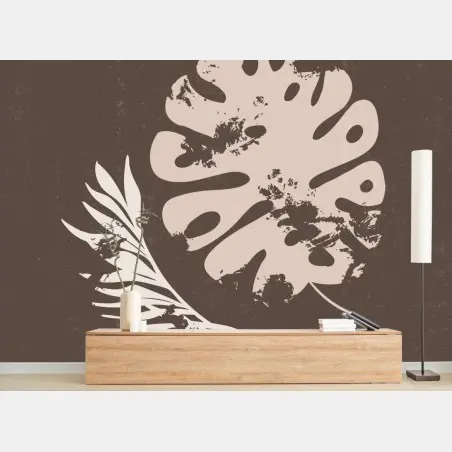 Fototapete monstera und farn boho botanische grafik – Wallnifity®