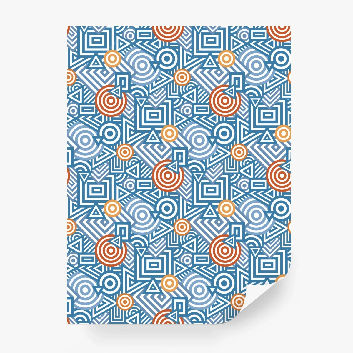 Fototapete blaues geometrisches muster mit orangefarbenen akzenten – Wallnifity®