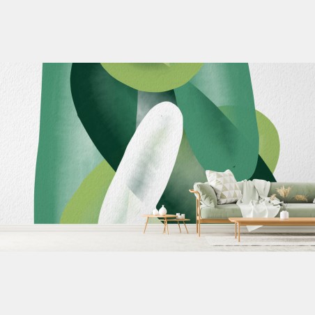 Fototapete grüne aquarell-abstrakte komposition – Wallnifity®