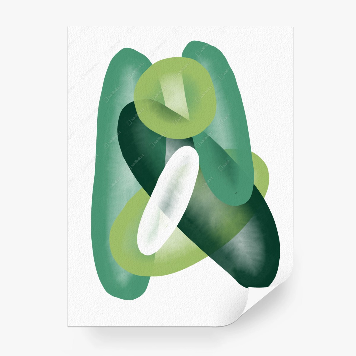 Fototapete grüne aquarell-abstrakte komposition – Wallnifity®