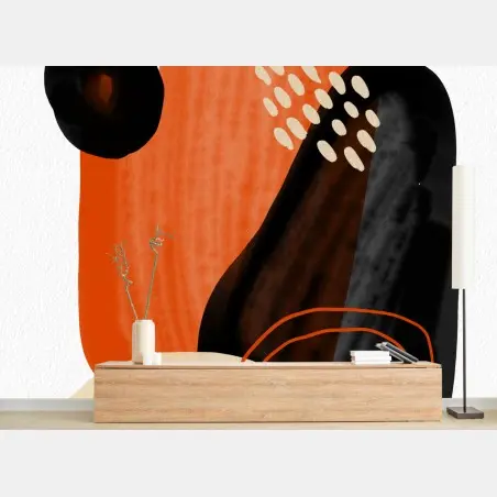 Fototapete abstrakte formen in orange und schwarz – Wallnifity®