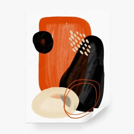 Fototapete abstrakte formen in orange und schwarz – Wallnifity®