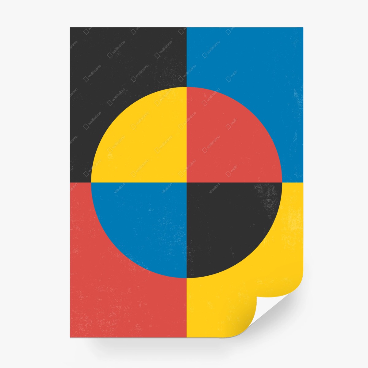 Fototapete geometrischer kreis in primärfarben – Wallnifity®