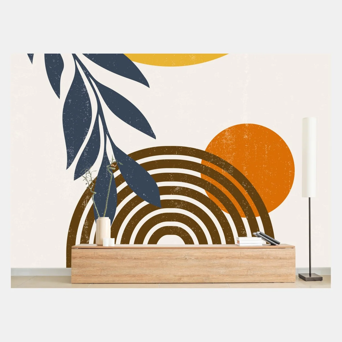 Fototapete boho abstrakter sonnen- und bogenprint – Wallnifity® Fototapete boho abstrakter sonnen- und bogenprint – Wallnifity®