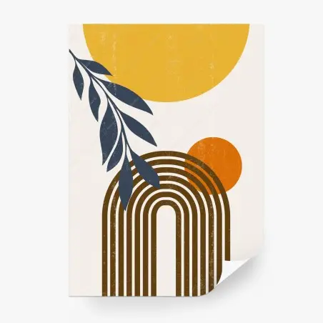 Fototapete boho abstrakter sonnen- und bogenprint – Wallnifity®