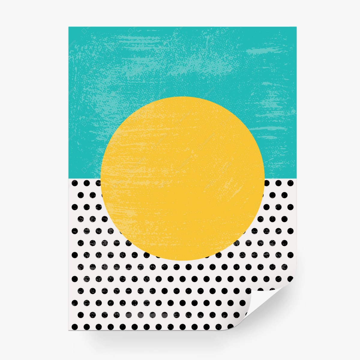 Fototapete gelbe sonne vor türkisfarbenem geometrischem hintergrund – Wallnifity®
