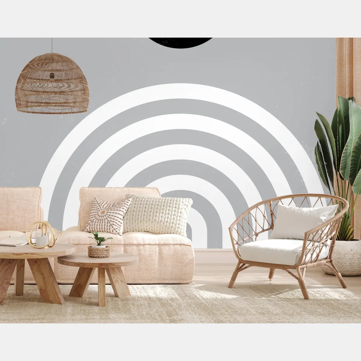 Fototapete minimalistische geometrische bögen mit sonne – Wallnifity®