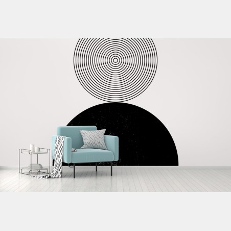 Fototapete minimalistische komposition schwarzer kreise – Wallnifity®