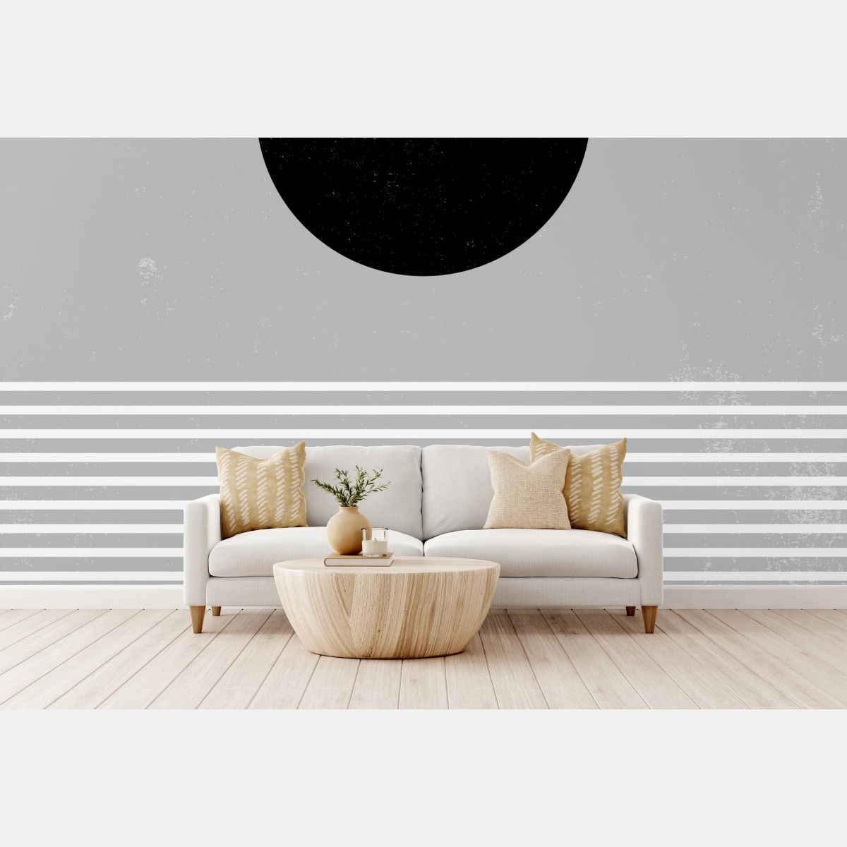 Fototapete schwarze sonne über gestreiftem horizont – Wallnifity®