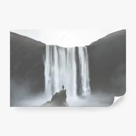Fototapete silhouette vor nebligem wasserfall – Wallnifity®