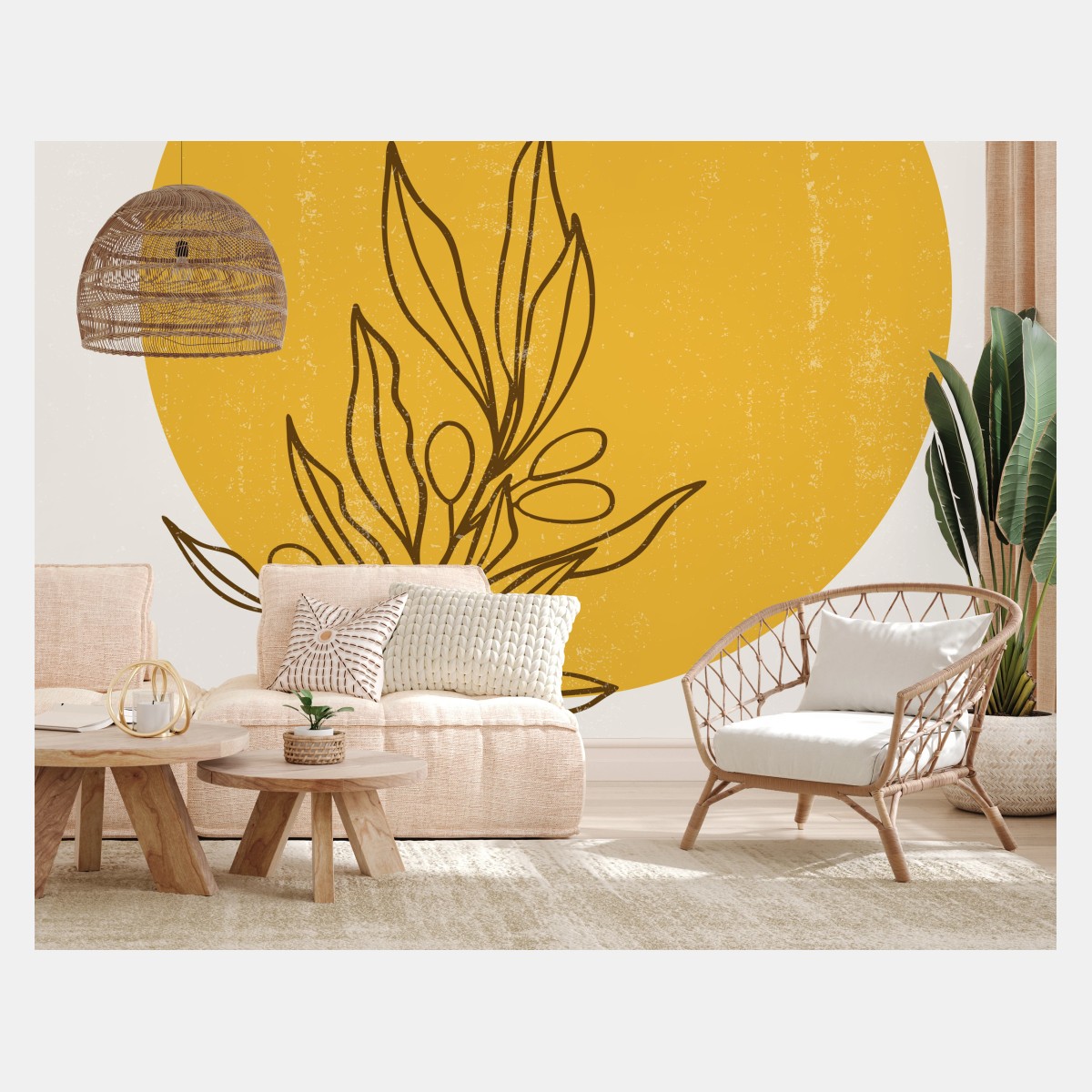 Fototapete minimalistische olivensonne – Wallnifity®