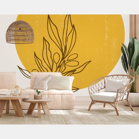 Fototapete minimalistische olivensonne – Wallnifity®