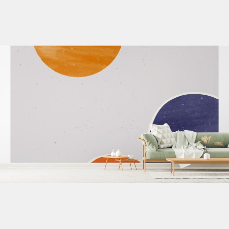 Fototapete minimalistische sonne und hügel – Wallnifity®