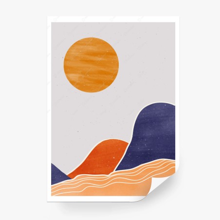 Fototapete minimalistische sonne und hügel – Wallnifity®