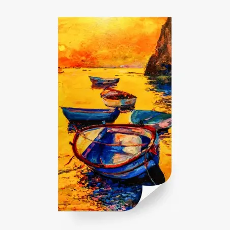 Fototapete leuchtende boote bei sonnenuntergang – Wallnifity®