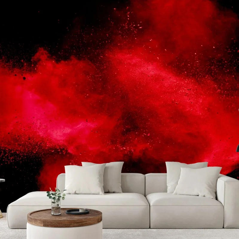 Fototapete rote pulverexplosion abstrakte kunst