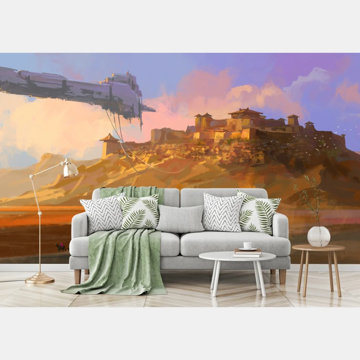 Fototapete verfallenes raumschiff über der Gobi – Wallnifity® Fototapete verfallenes raumschiff über der Gobi – Wallnifity®